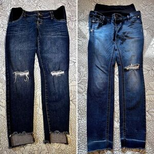 LOT OF 2 PAIR OF MATERNITY SKINNY DISTRESSED JEANS * Isabel  * Old Navy  Sz 8